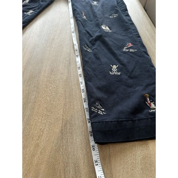 Polo Ralph Lauren Navy Blue Embroidered College Bear Straight Stretch Fit 32X30 - Picture 8 of 12